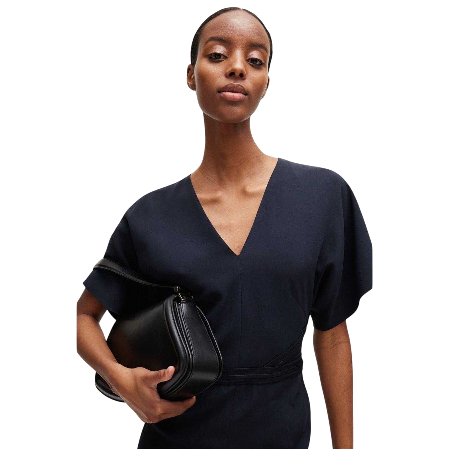 Dark Blue - Lifestyle - Boss Womens-Ladies A-line Fitted Kimono Sleeve Midi Dress