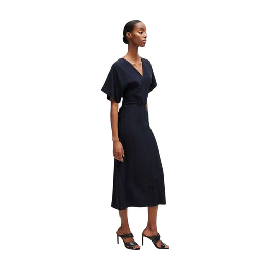 Dark Blue - Front - Boss Womens-Ladies A-line Fitted Kimono Sleeve Midi Dress