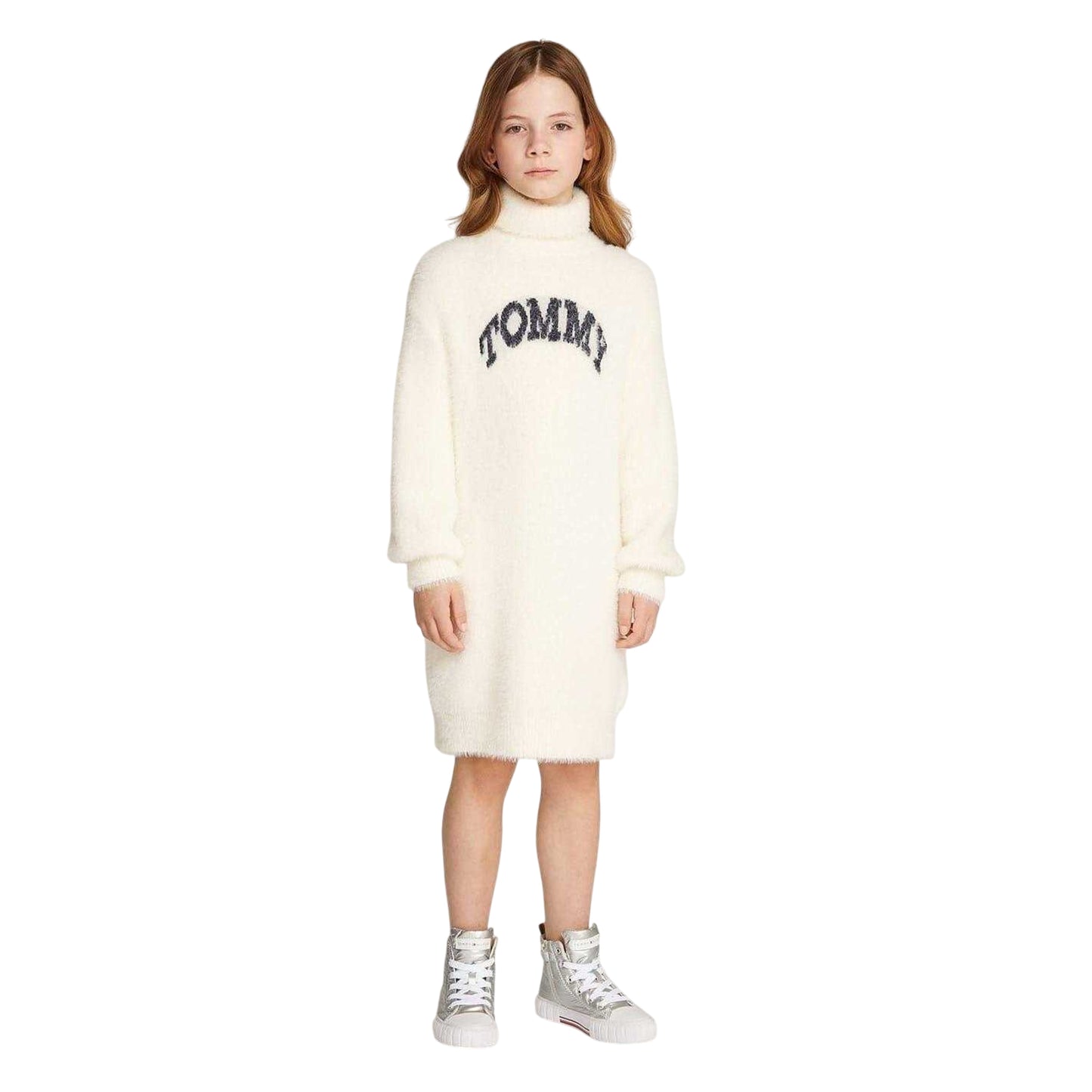 Ivory - Lifestyle - Tommy Hilfiger Girls Fluffy Turtle Neck Jumper Dress