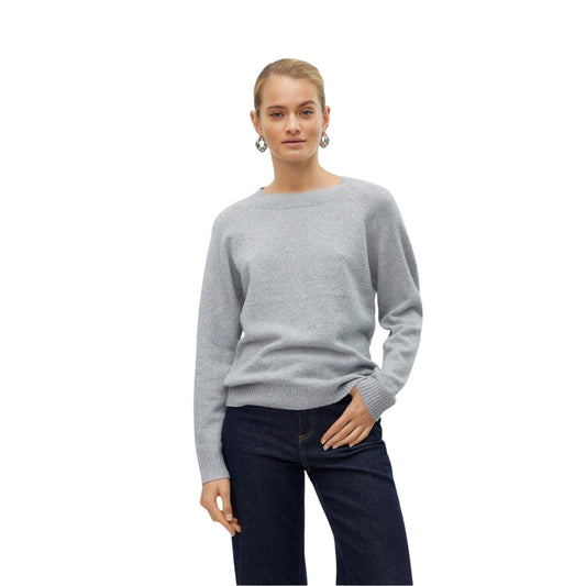 Light Grey Melange - Front - Vero Moda Womens-Ladies Plain Knitted Jumper