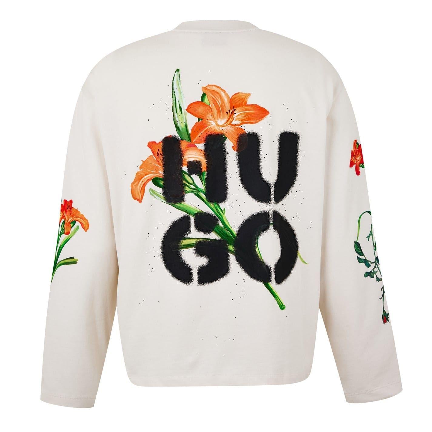 Floral - Back - Hugo Mens Floral Long-Sleeved T-Shirt