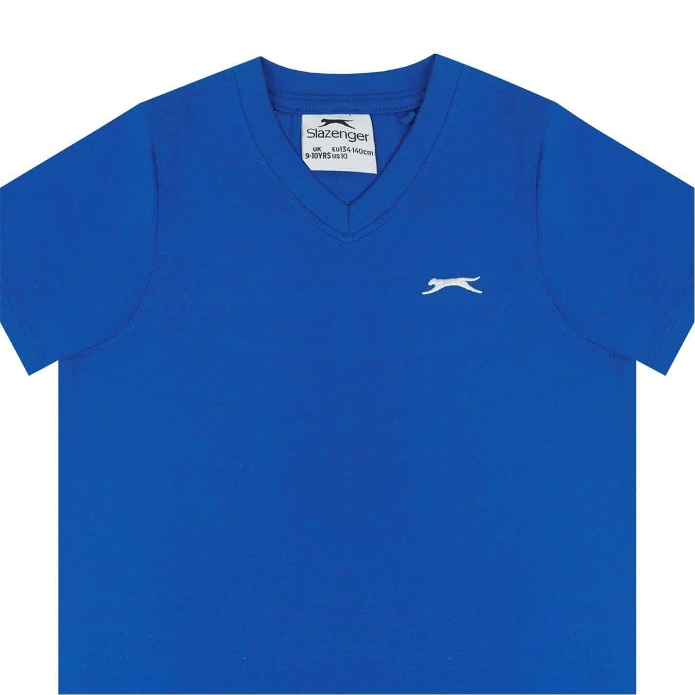 Royal Blue - Side - Slazenger Boys Logo Cotton V Neck T-Shirt
