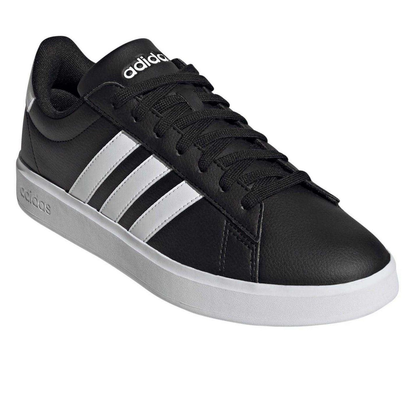 Black-White - Pack Shot - Adidas Mens Grand Court Base 2.0 Flat Trainers