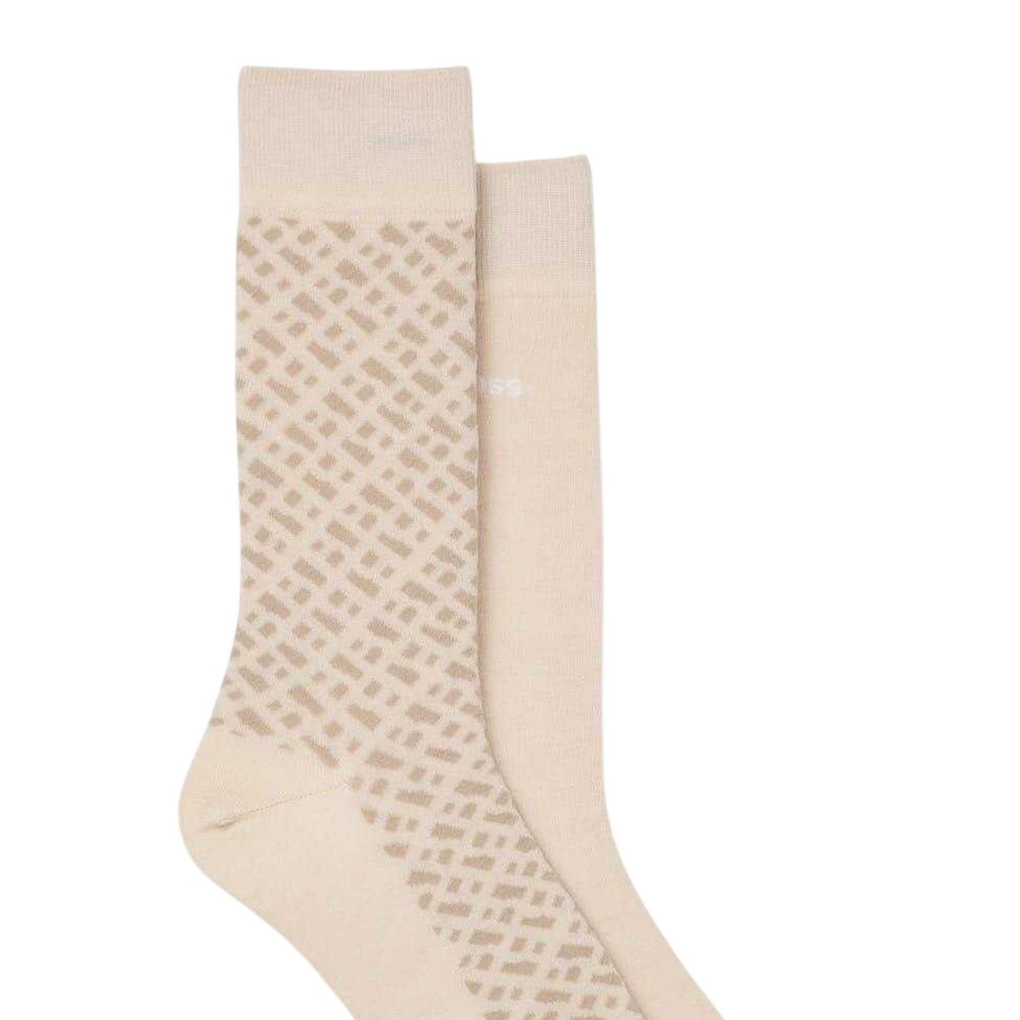 Light Beige - Back - Boss Mens Monogram Crew Socks