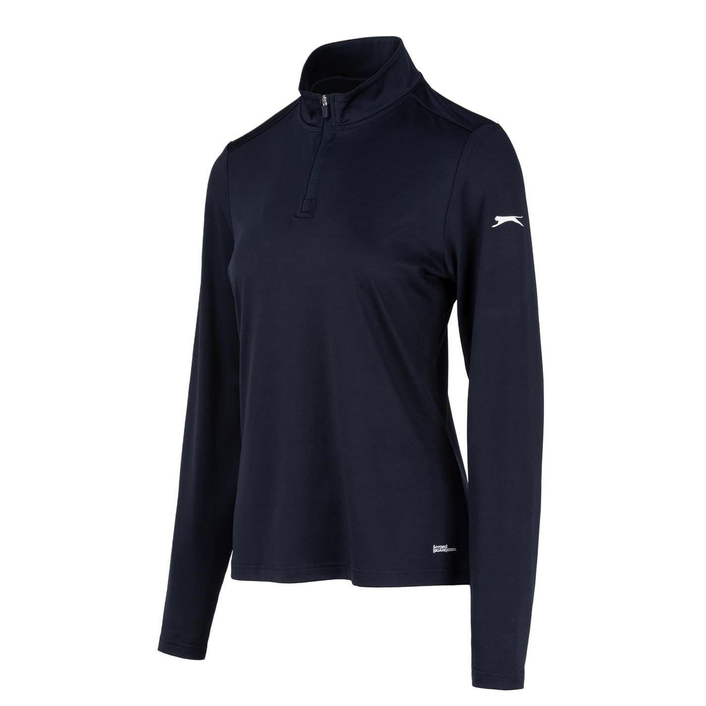 Navy - Side - Slazenger Womens-Ladies Logo Half Zip Top