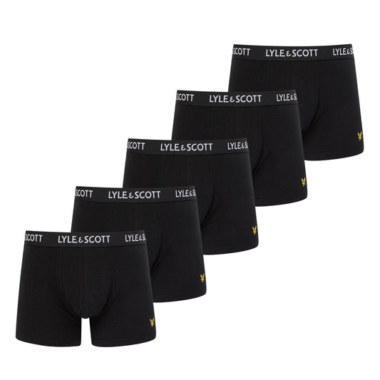 Black - Front - Lyle & Scott Mens Miller Regular Boxer Briefs (Pack of 5)