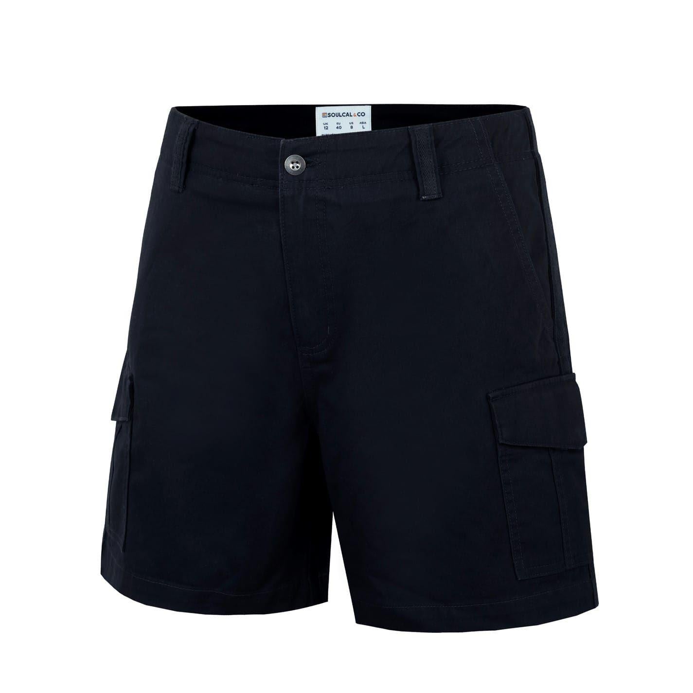 Black - Lifestyle - SoulCal Womens-Ladies Plain Cargo Shorts