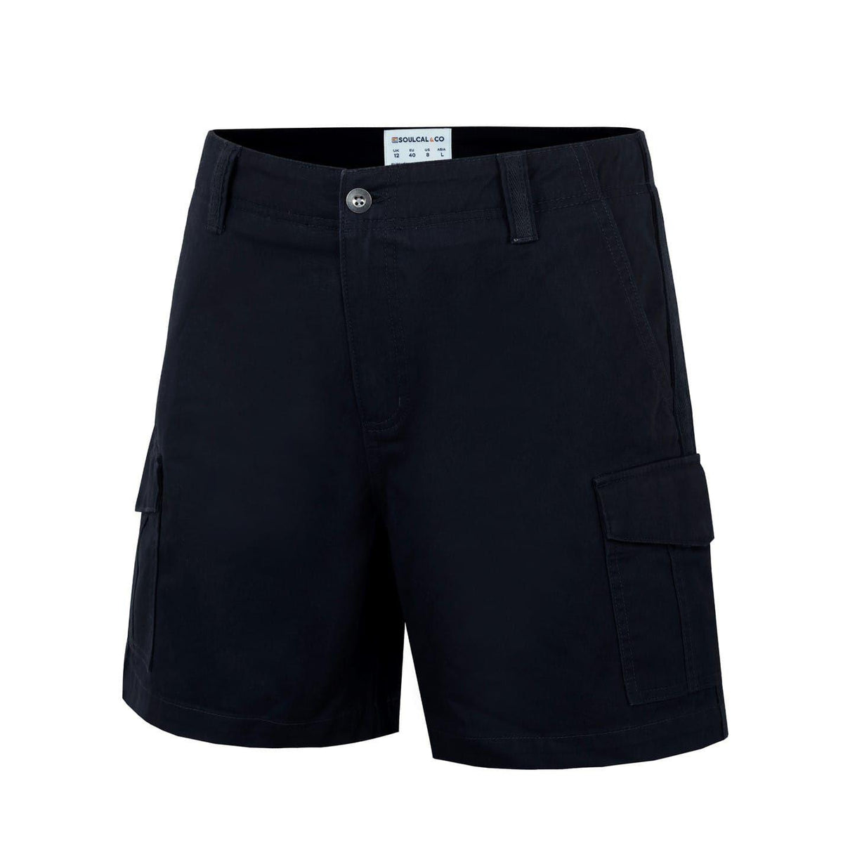 Black - Lifestyle - SoulCal Womens-Ladies Plain Cargo Shorts