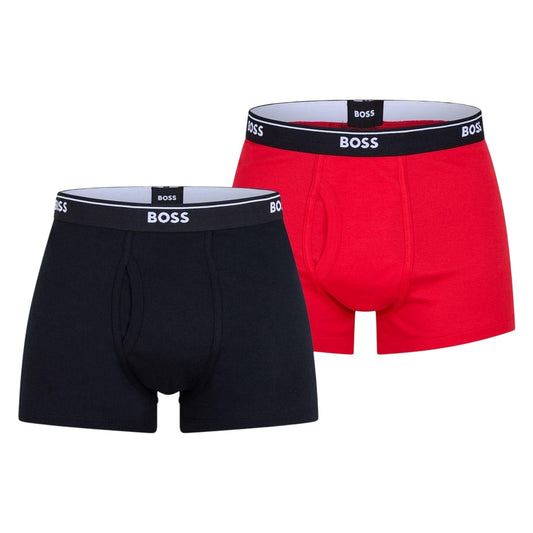 Black-Red - Front - Boss Mens Logo Boxer Shorts (Pack of 2)