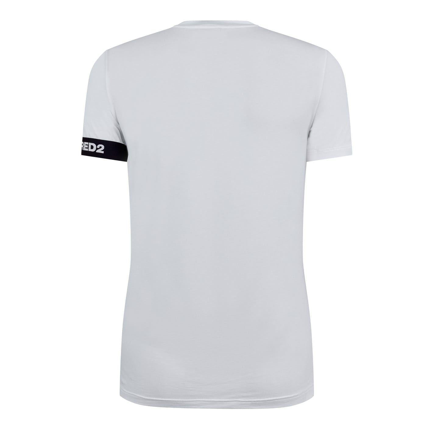 White - Back - DSquared2 Mens Logo Stretch T-Shirt
