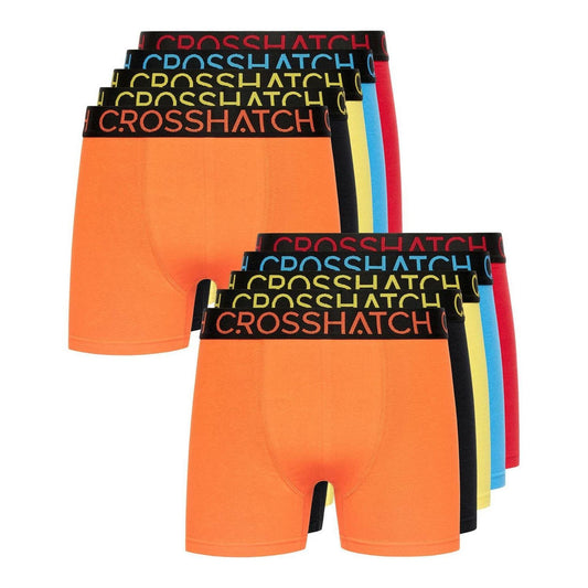 Multicoloured - Front - Crosshatch Mens Highlighter Cotton Blend Boxer Shorts (Pack of 12)