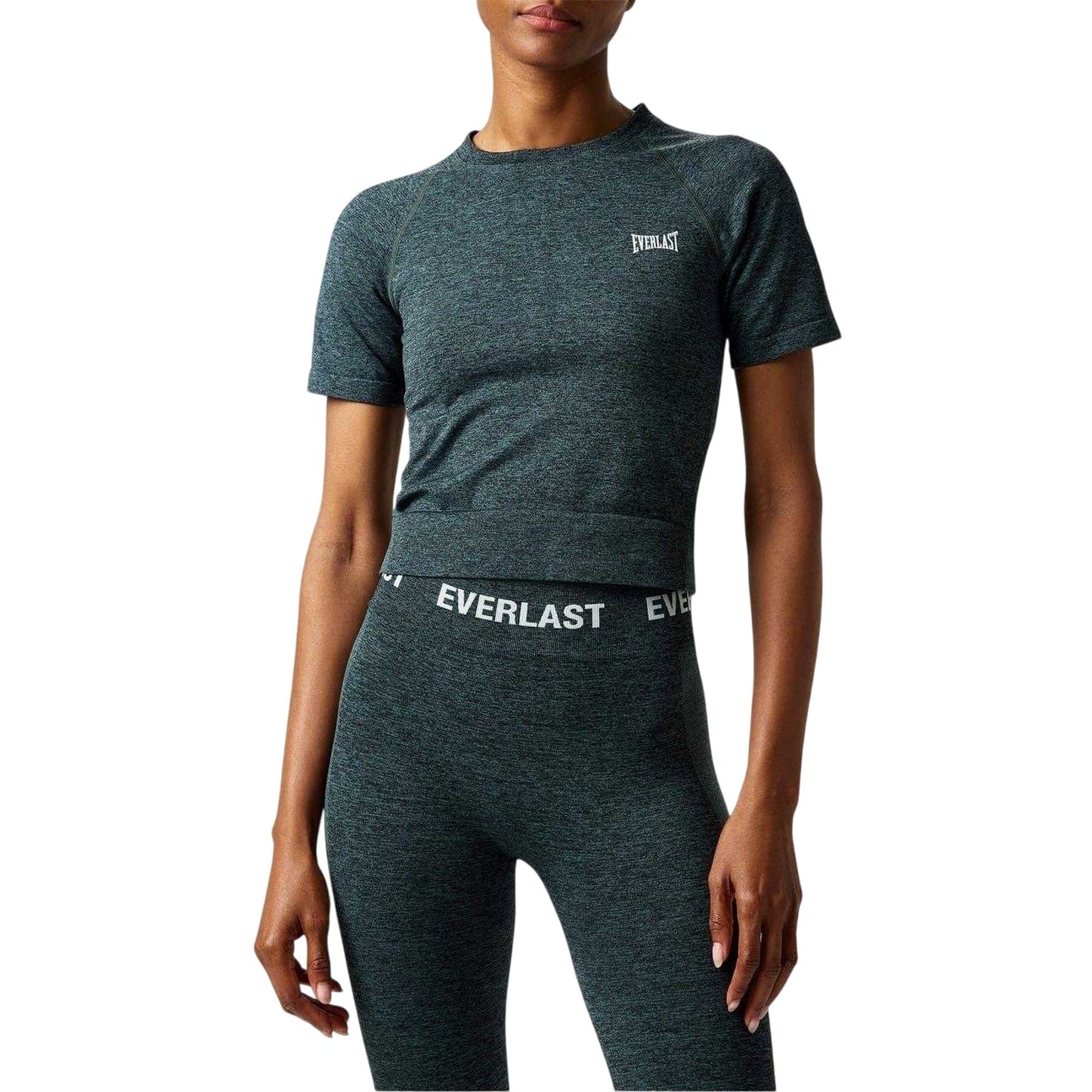 Green Marl - Lifestyle - Everlast Womens-Ladies Logo Slim Gym Crop Top