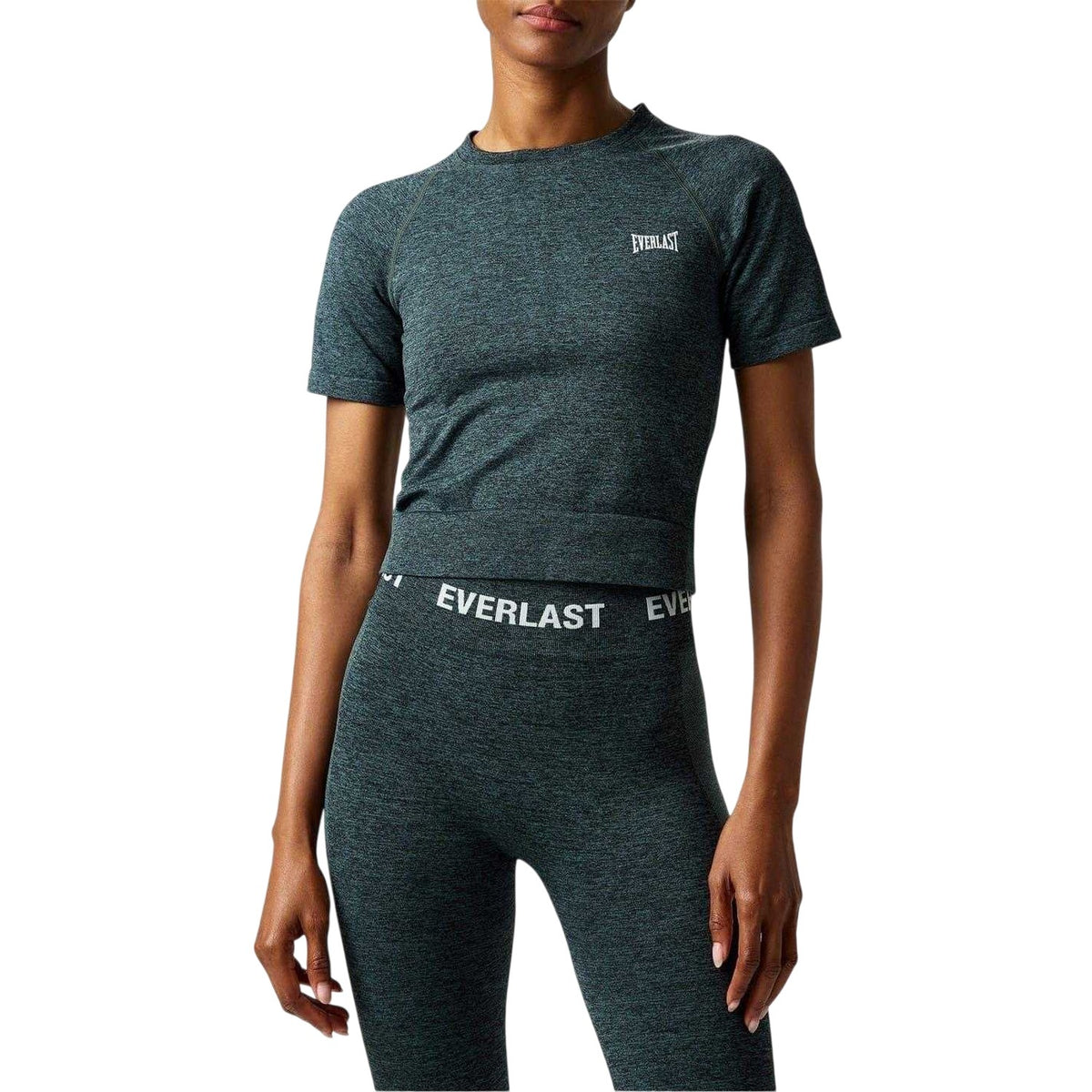 Green Marl - Lifestyle - Everlast Womens-Ladies Logo Slim Gym Crop Top