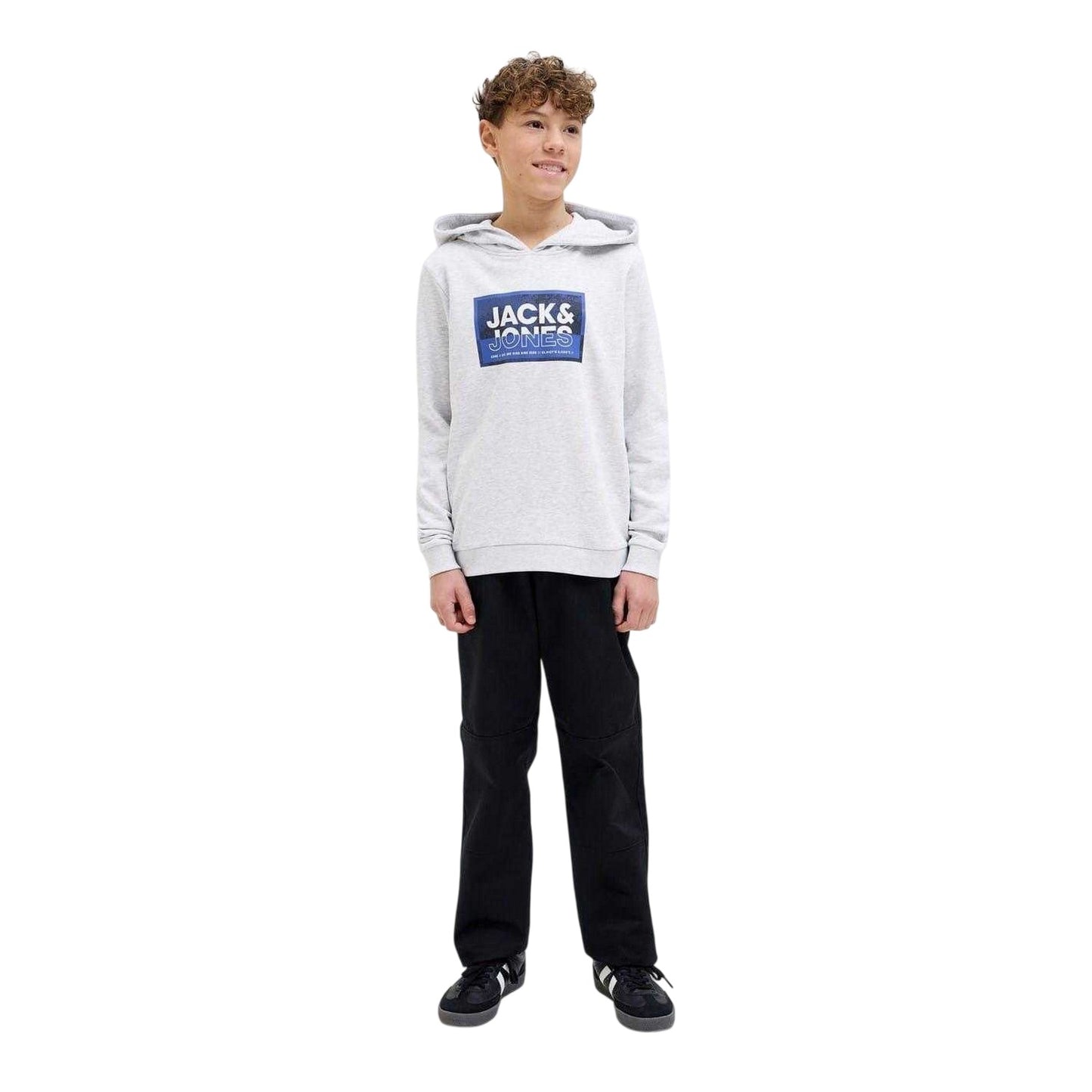 White Melange - Lifestyle - Jack And Jones Childrens-Kids Logan Regular Hoodie