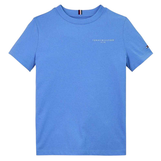 Blue - Front - Tommy Hilfiger Childrens-Kids Mini Logo Regular T-Shirt