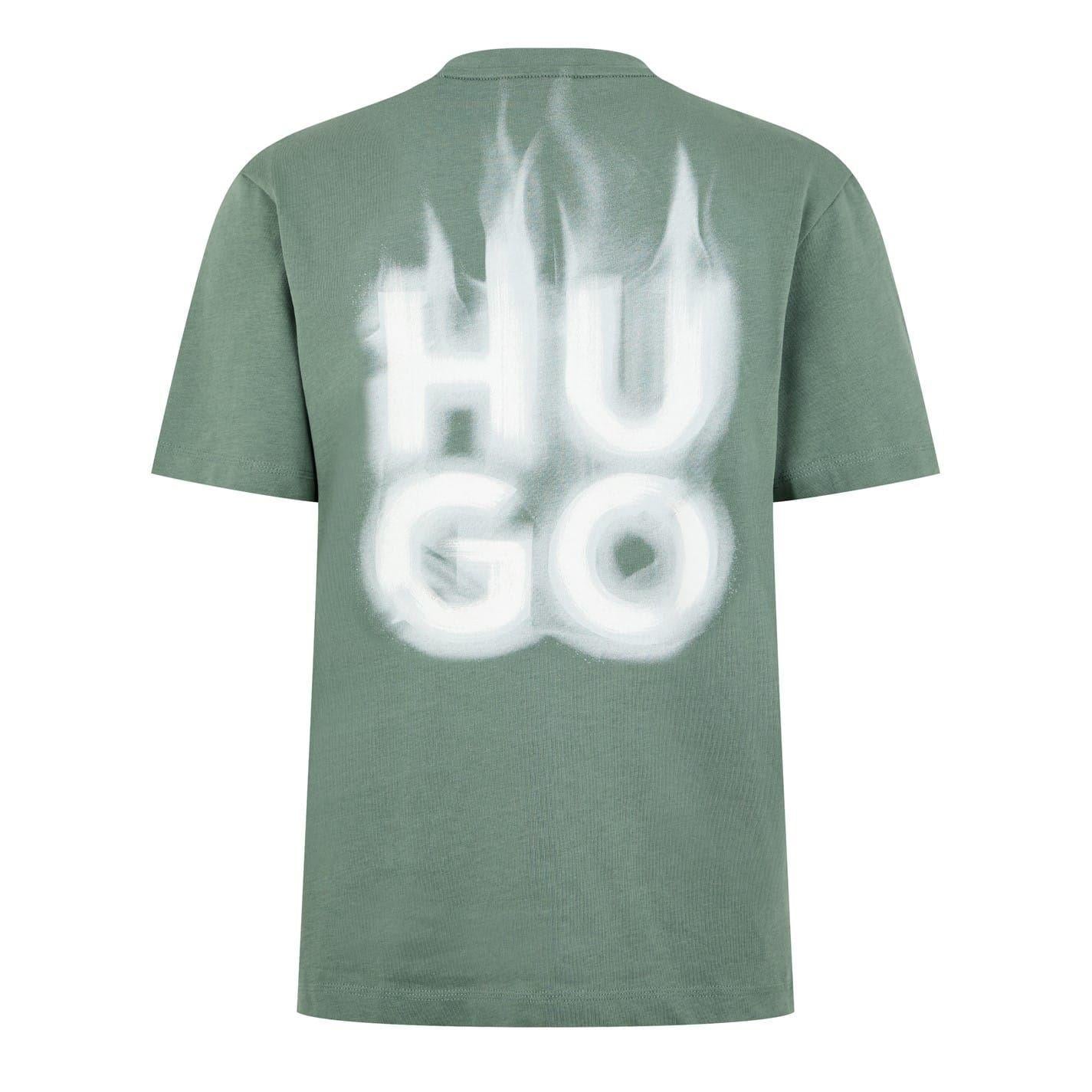 Green - Back - Hugo Mens Flame Logo T-Shirt