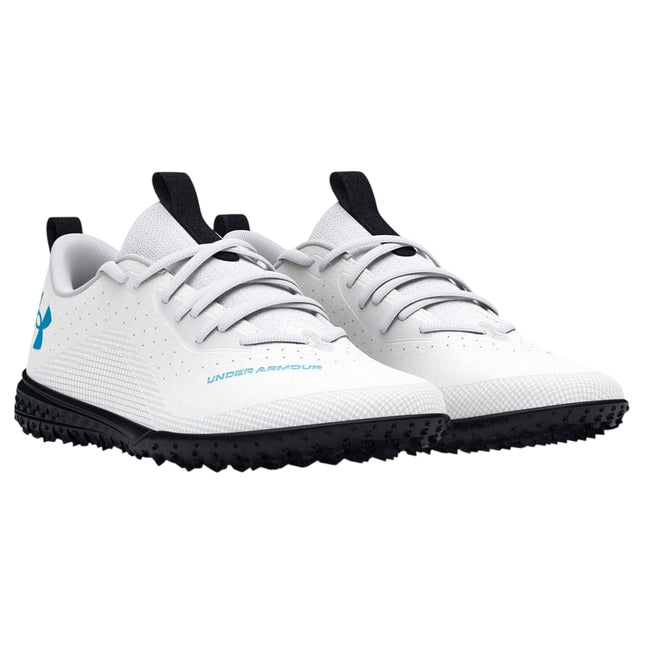 White - Front - Under Armour Childrens-Kids Shadow 2.0 Turf Football Trainers