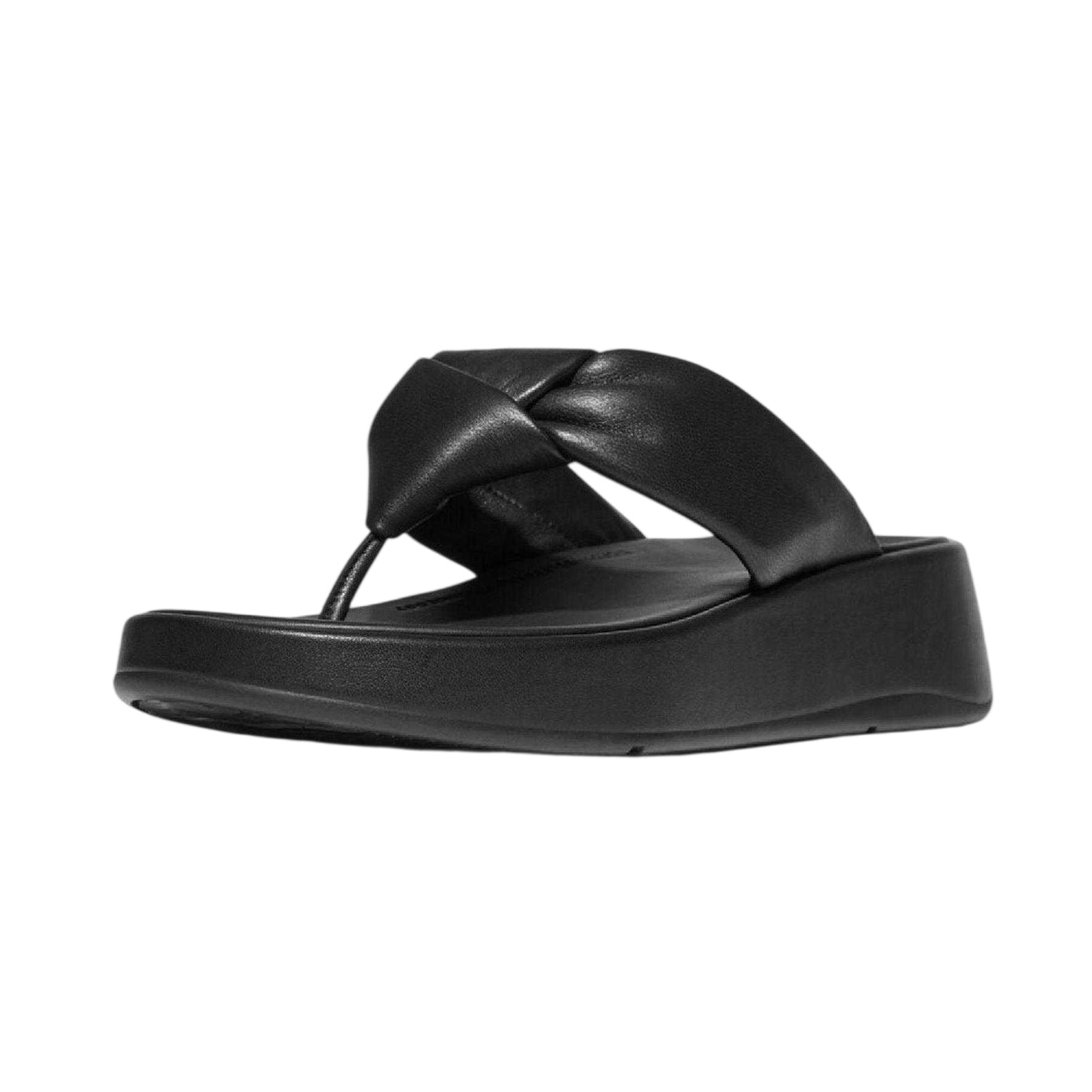 Black - Pack Shot - FitFlop Womens-Ladies Mode Knotted Leather Sandals
