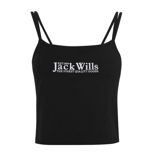 Black - Front - Jack Wills Womens-Ladies Double Strap Vest Top