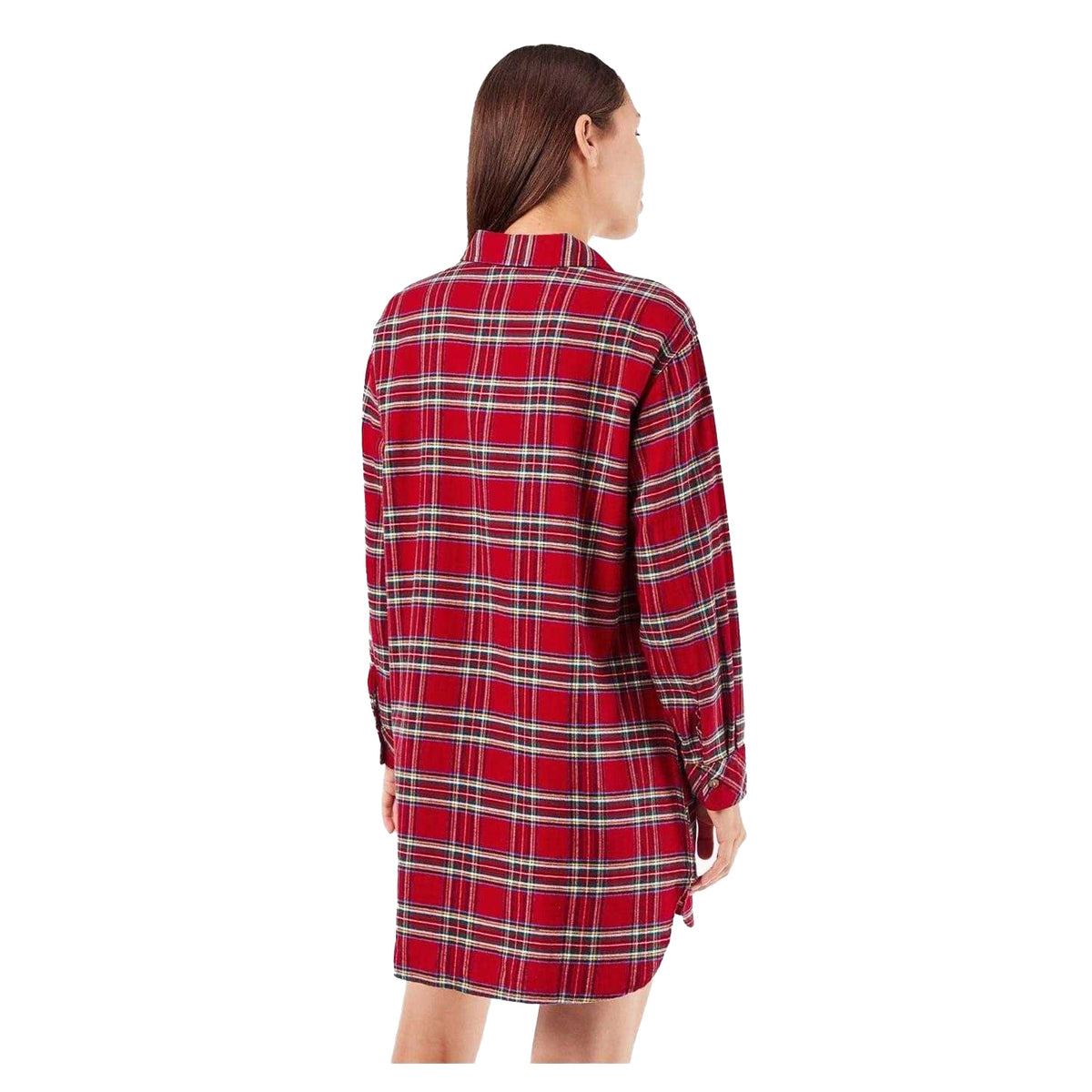 Red - Pack Shot - Ralph Lauren Womens-Ladies Plaid Long-Sleeved Nightie