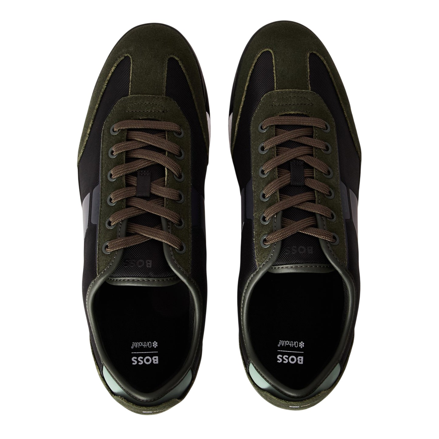 Green - Side - Boss Mens Nitan Suede Trainers