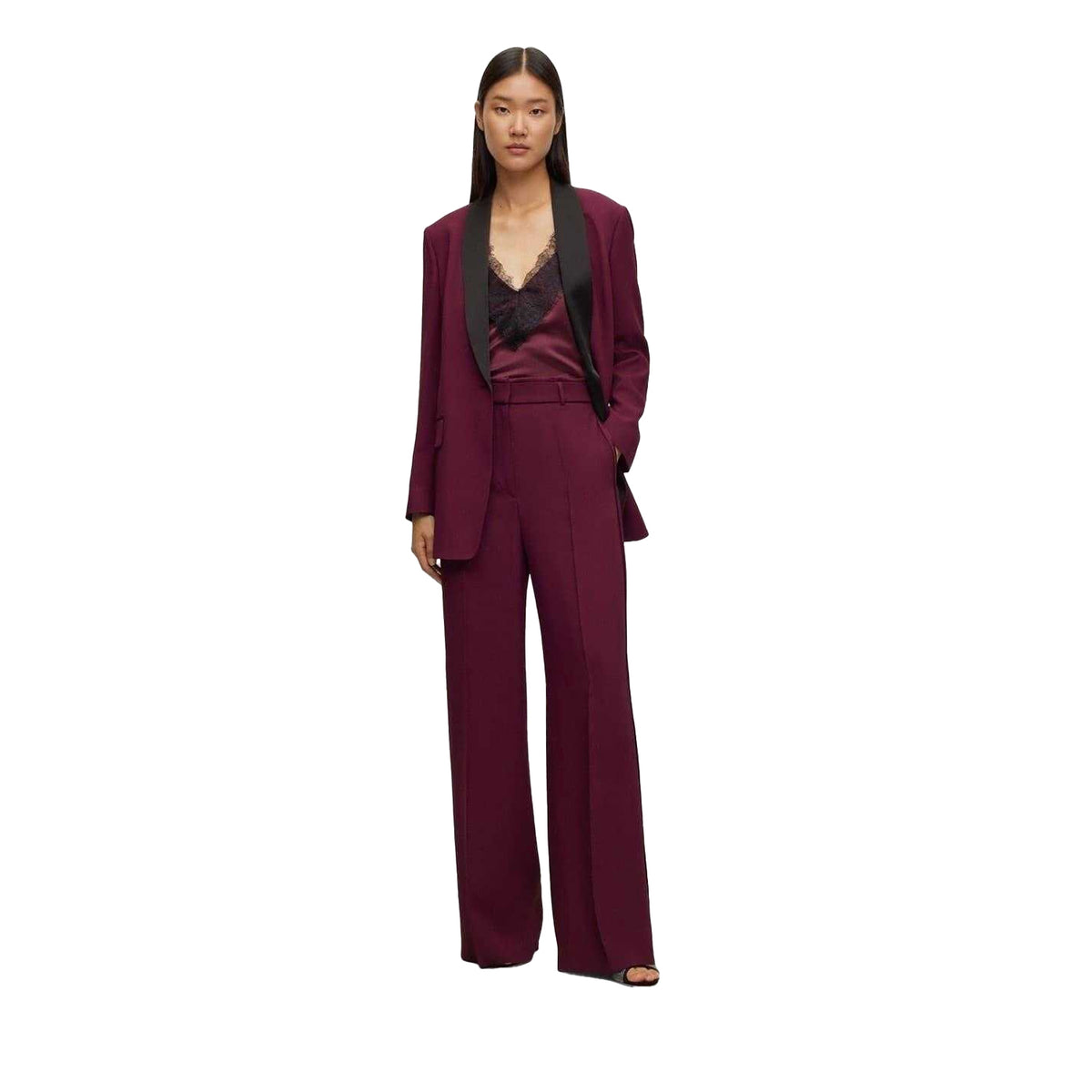Red - Pack Shot - Boss Womens-Ladies Plain Tailored Trousers