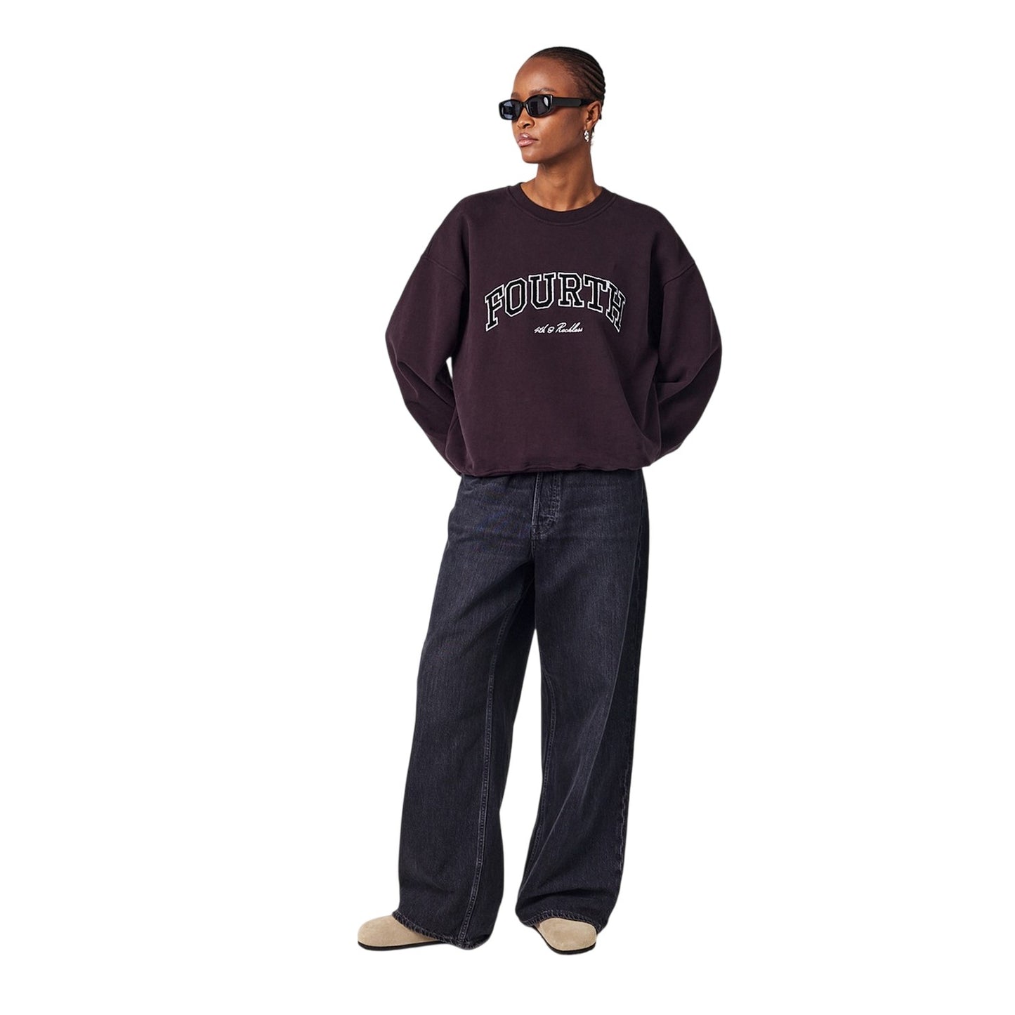 Chocolate - Lifestyle - 4th & Reckless Womens-Ladies Leon Arched Logo Sweatshirt