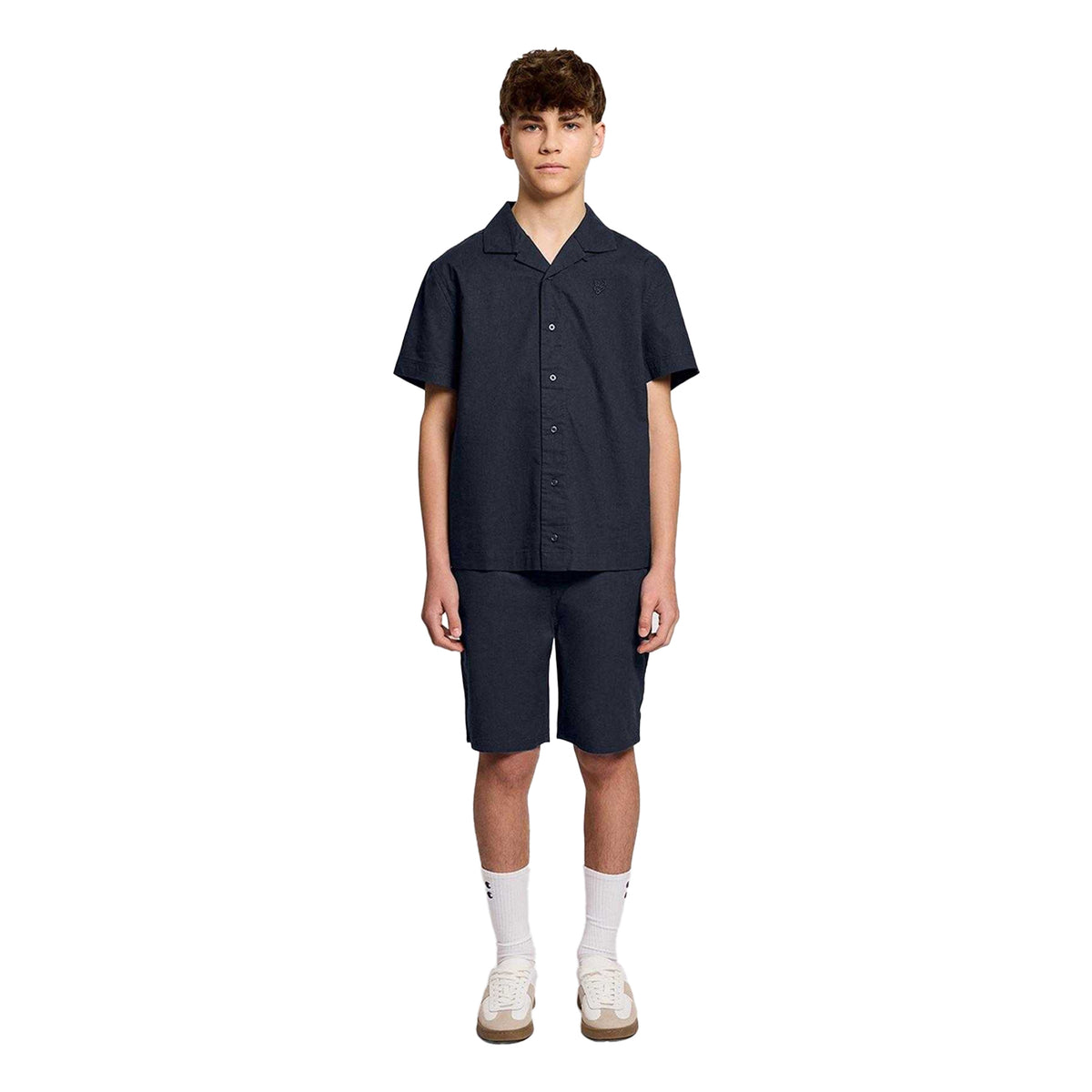 Dark Navy - Lifestyle - Lyle & Scott Childrens-Kids Linen Tailored Chino Shorts