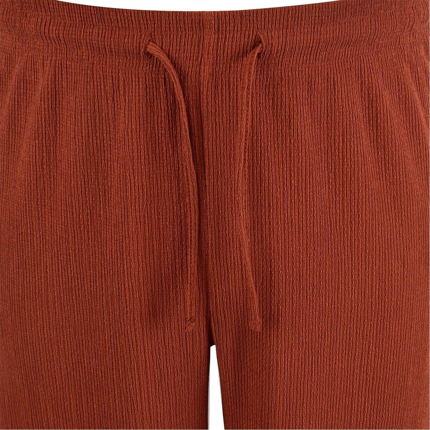 Rust - Side - Be You Womens-Ladies Crinkle Wide Leg Trousers