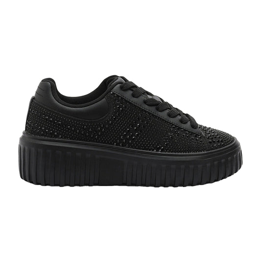 Black - Front - Where´s That From Womens-Ladies Diamante Diamante Trainers