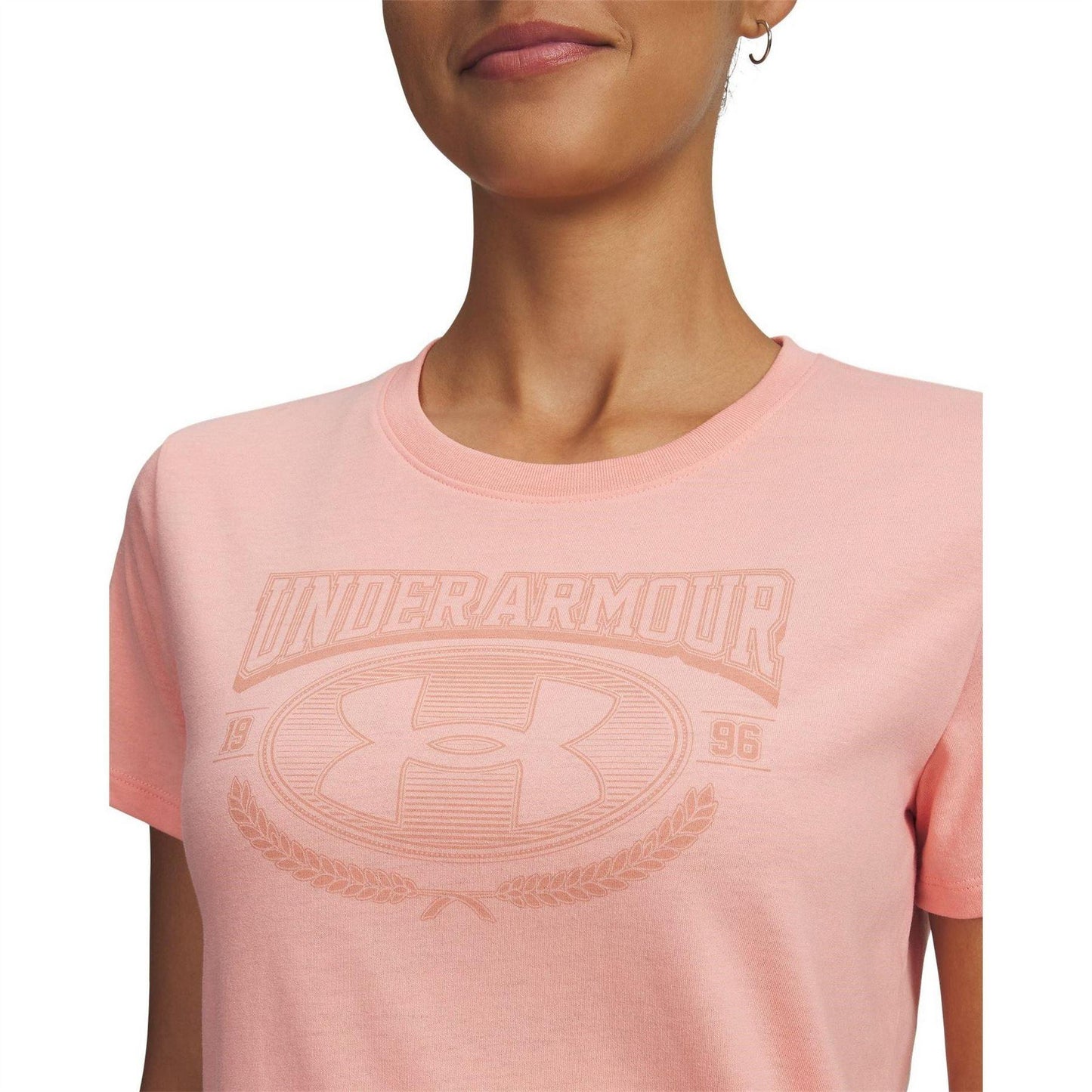 Pink - Side - Under Armour Womens-Ladies Varsity T-Shirt