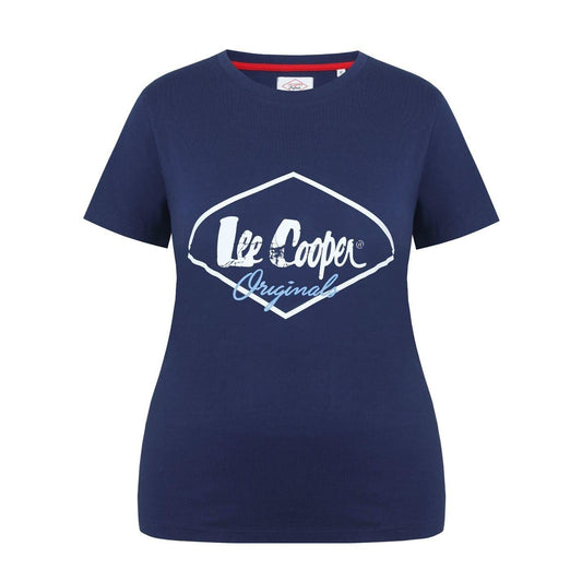 Navy - Front - Lee Cooper Womens-Ladies Diamond Logo T-Shirt
