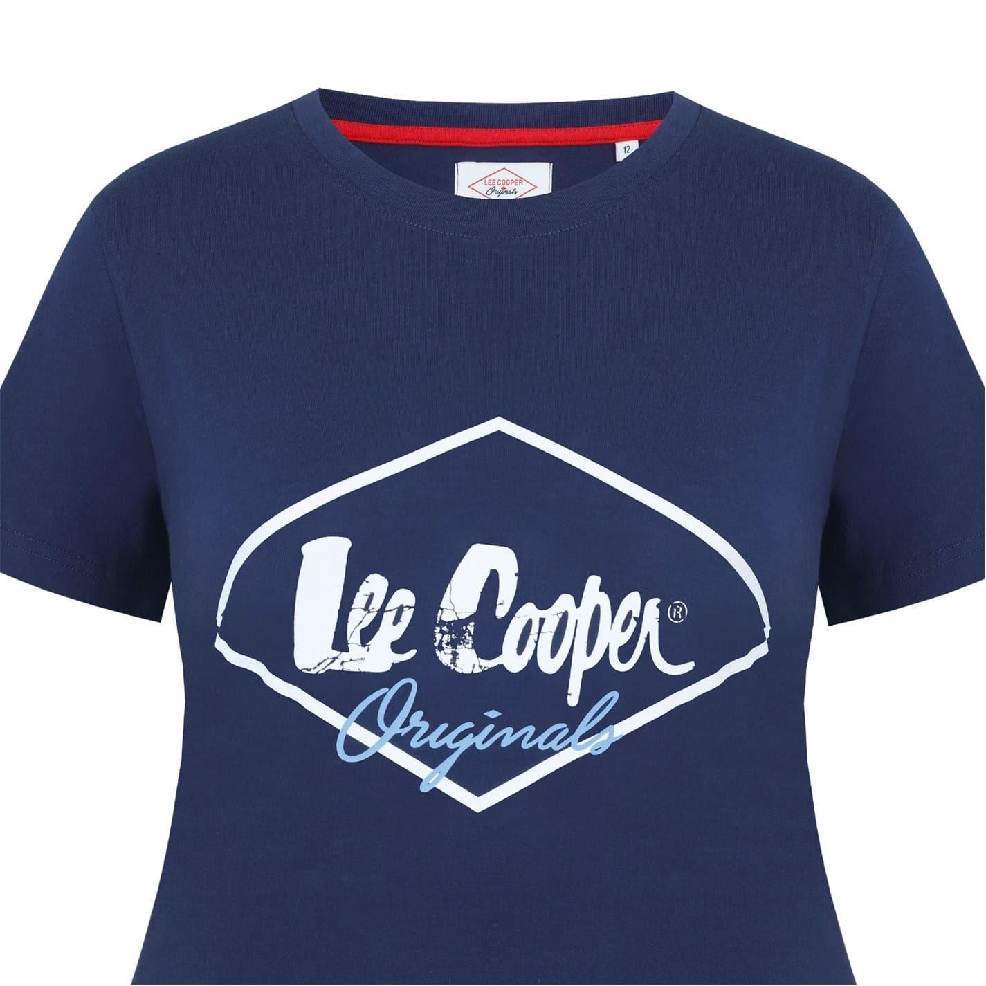 Navy - Side - Lee Cooper Womens-Ladies Diamond Logo T-Shirt