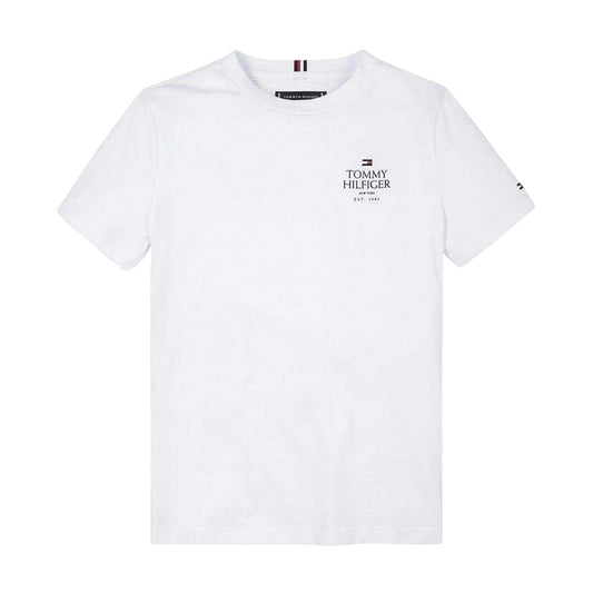 White - Front - Tommy Hilfiger Boys Chest Logo T-Shirt