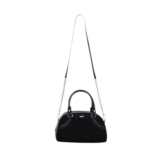 Black - Front - Biba Logo Leather Bowling Bag