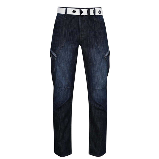 Dark Wash - Front - Airwalk Mens Belted Cargo Jeans