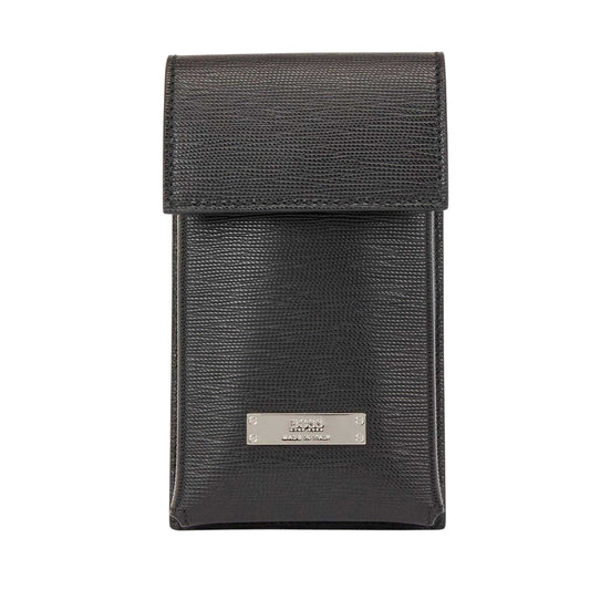 Black - Front - Boss Gallery Logo Italian Leather Neck Pouch