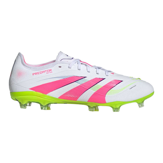 White-Pink-Lemon - Front - Adidas Mens Predator Firm Ground Football Boots