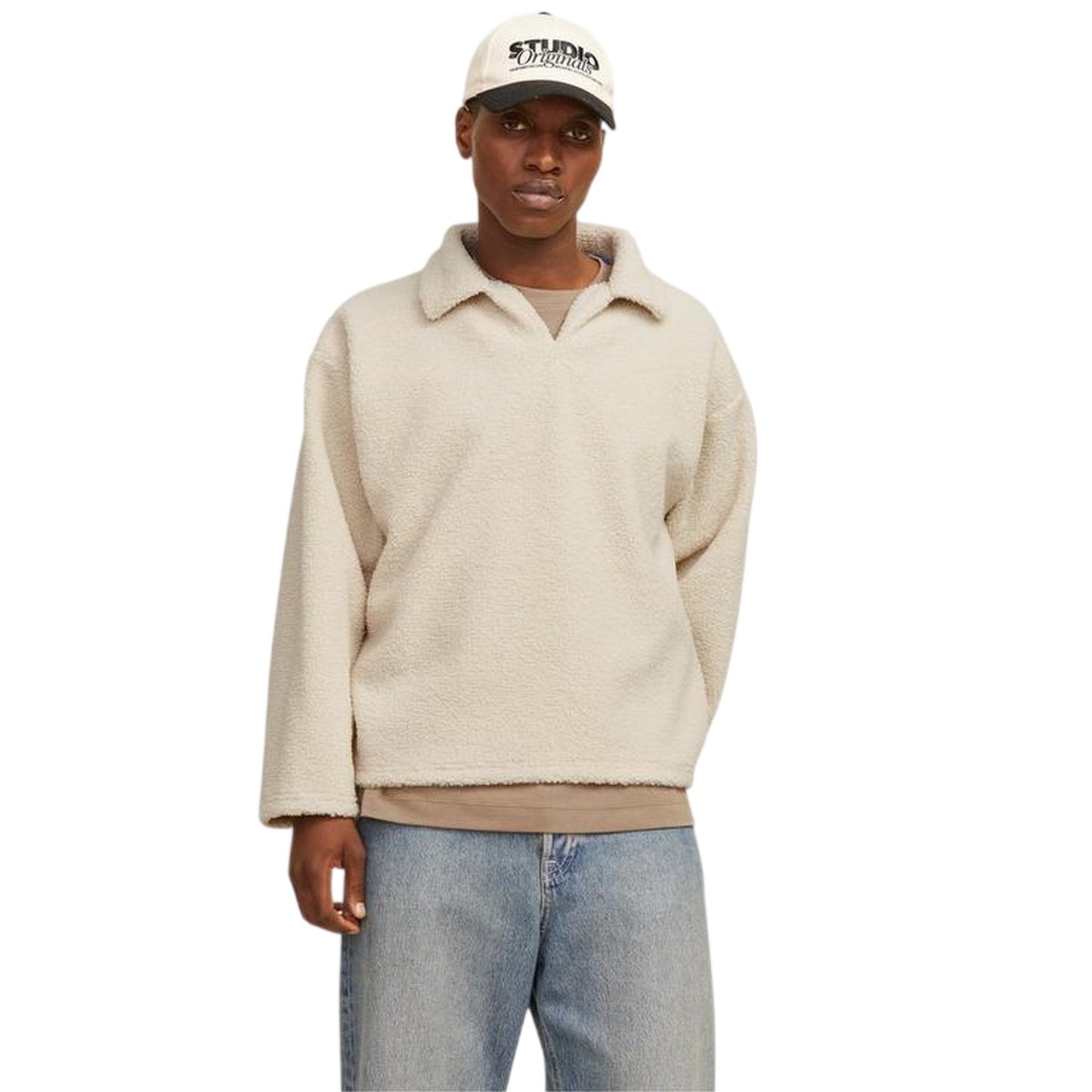 Oatmeal - Lifestyle - Jack And Jones Mens Teddy Fleece Long-Sleeved Sweatshirt