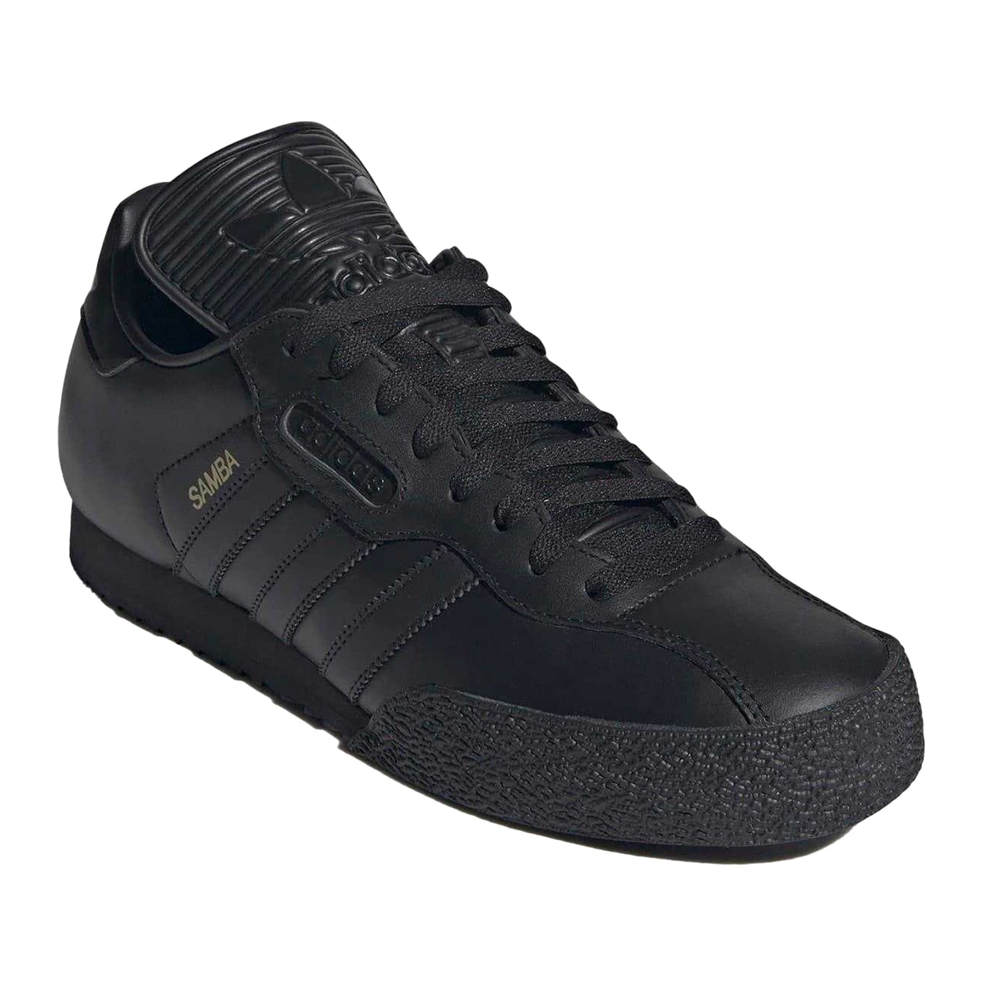 Black-Gold - Pack Shot - Adidas Childrens-Kids Samba Super Leather Trainers
