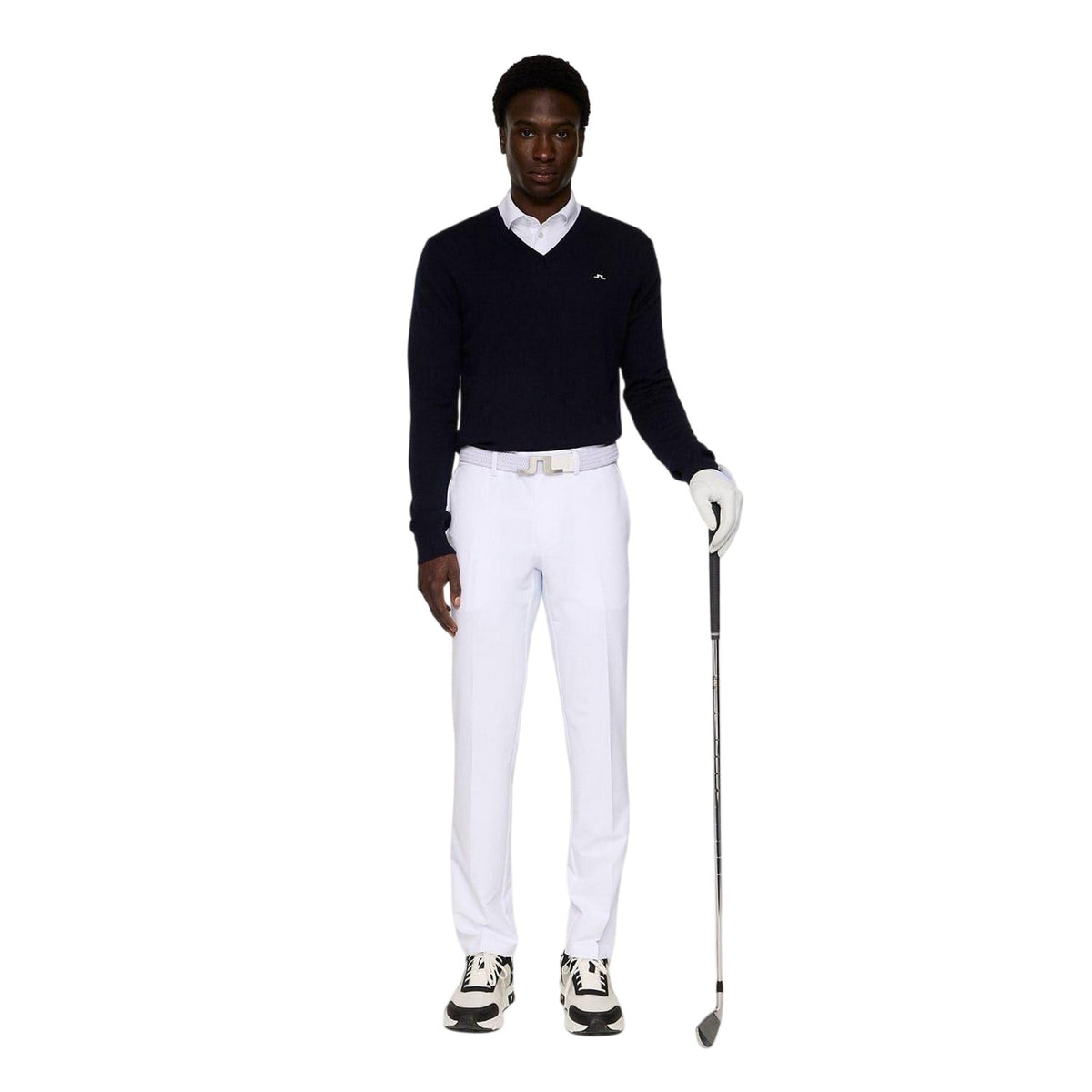 Navy - Lifestyle - J.Lindeberg Mens Lymn Embroidered Logo Knitted V Neck Sweatshirt