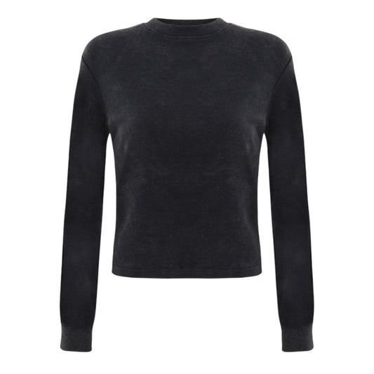 Grey - Front - I Saw It First Womens-Ladies Ribbed Long-Sleeved Top