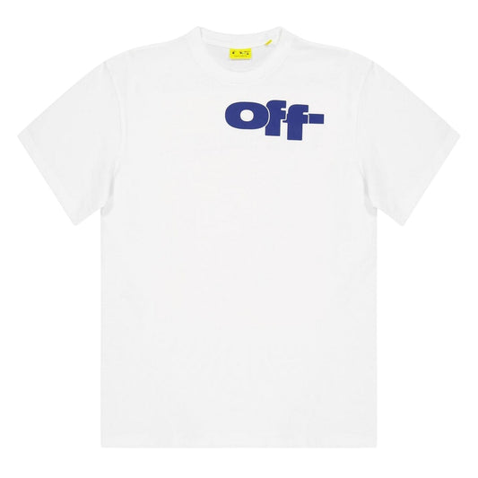 White-Blue - Front - Off White Childrens-Kids Split Logo Cotton T-Shirt