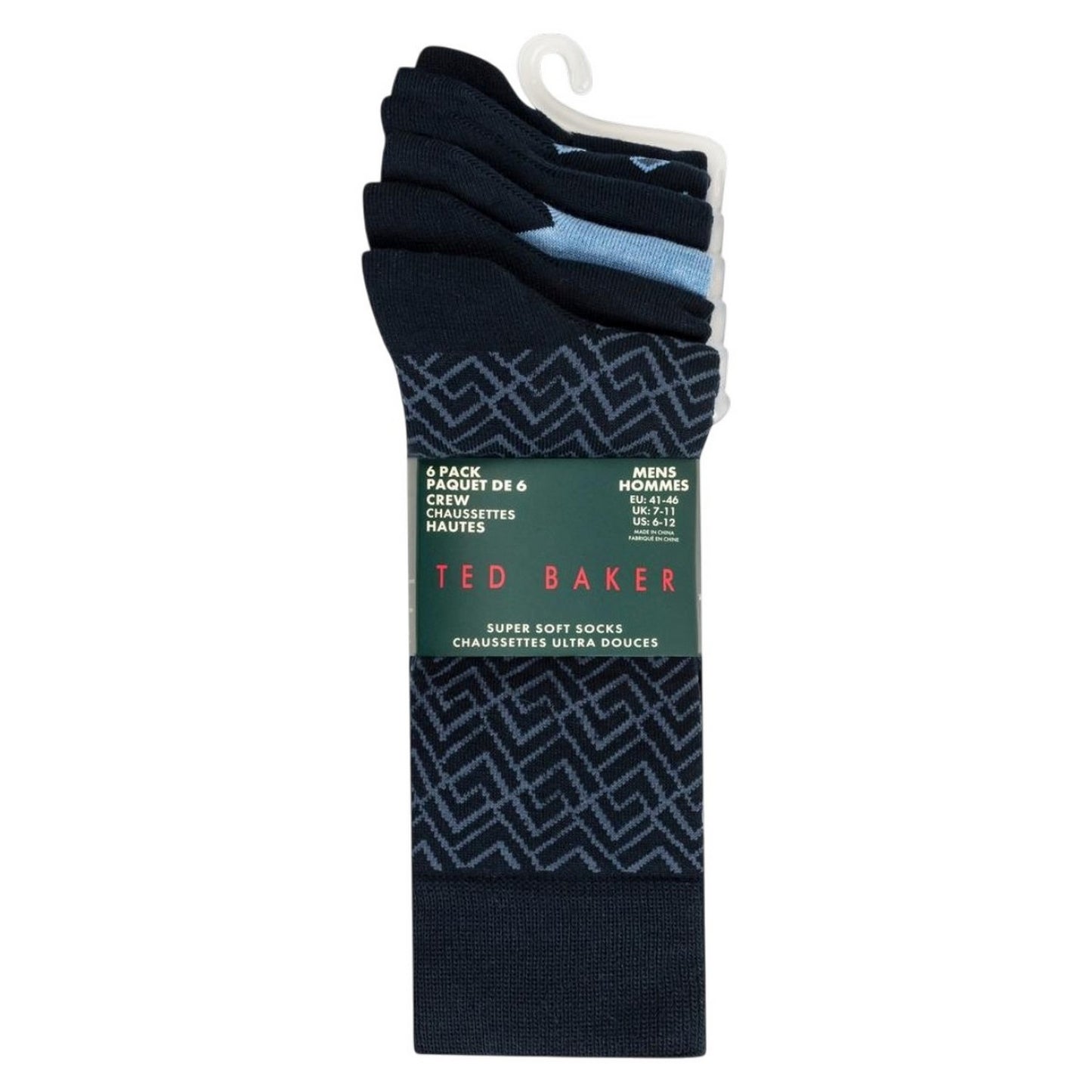 Blue - Back - Ted Baker Mens Formal Crew Socks (Pack of 6)