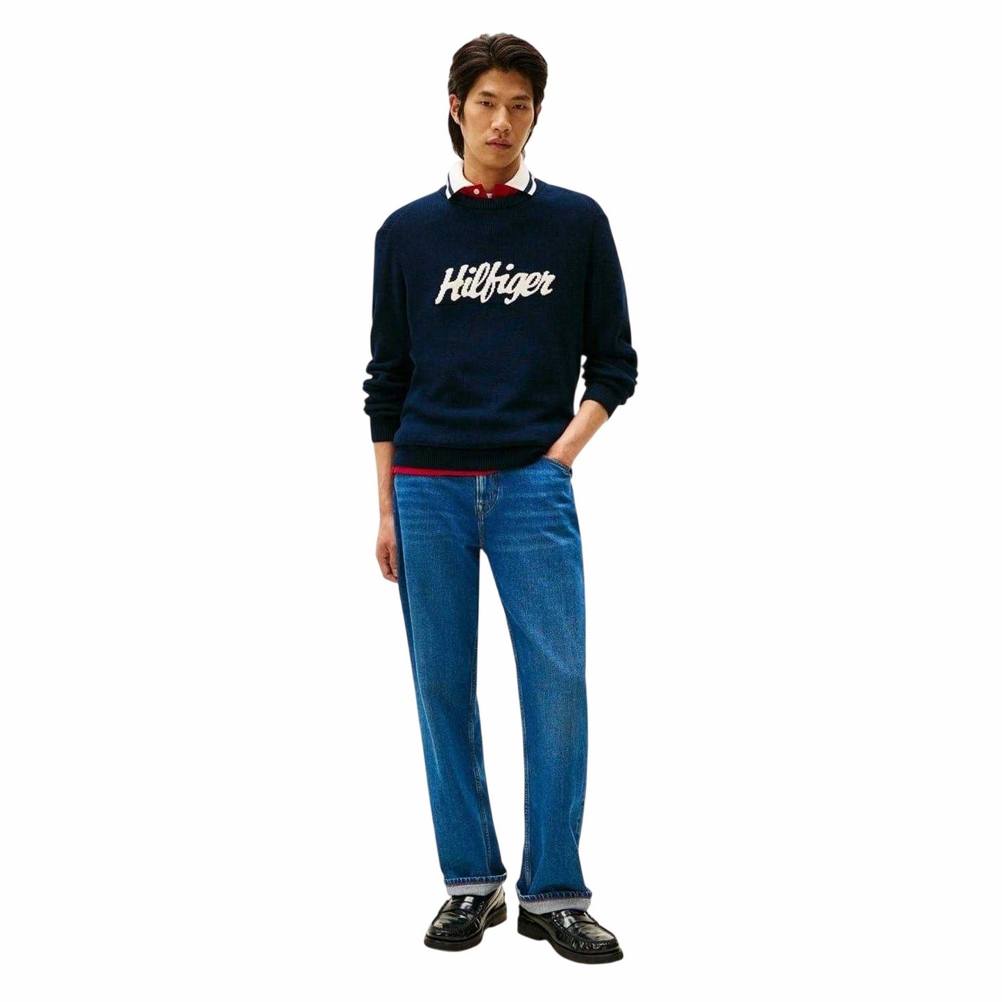 Night Navy - Side - Tommy Hilfiger Mens Embroidered Logo Sweatshirt