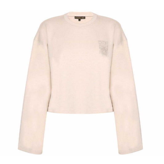Neutral - Front - Biba Womens-Ladies Embroidered Logo Crop Sweatshirt