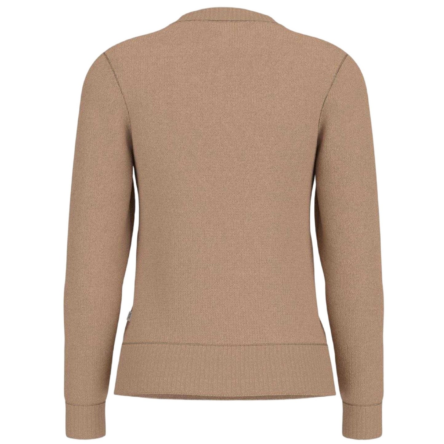 Brown-Oatmeal - Back - Guess Womens-Ladies Knitted Intarsia Sweatshirt