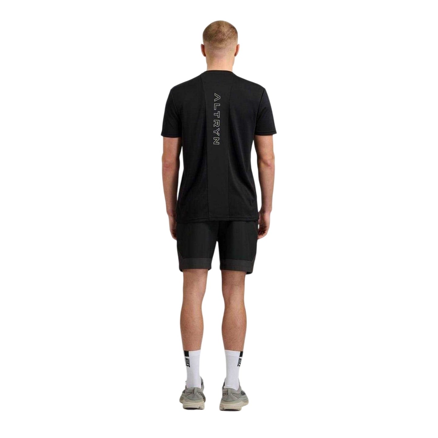 Black-Grey Marl - Back - ALTRYN Mens Elliot Tech Lightweight Running Shorts