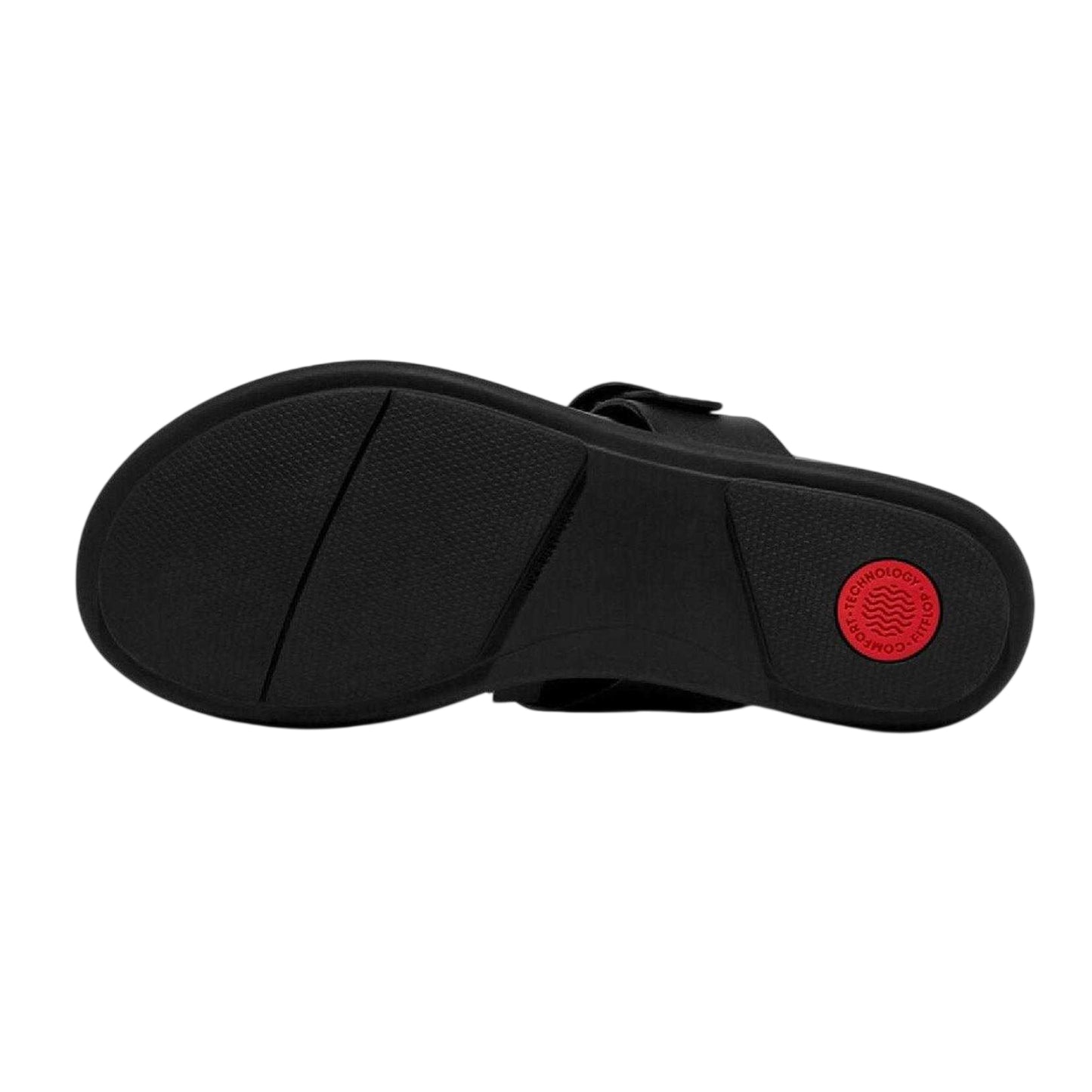 Black - Pack Shot - FitFlop Womens-Ladies Leather Toe Post Flat Sandals