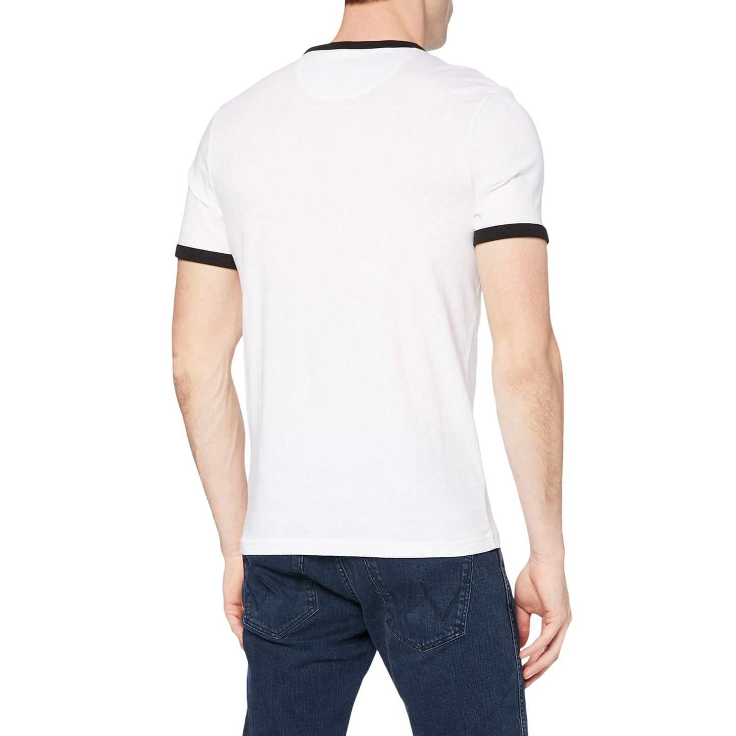 White - Back - Farah Mens Ringer Embroidered T-Shirt